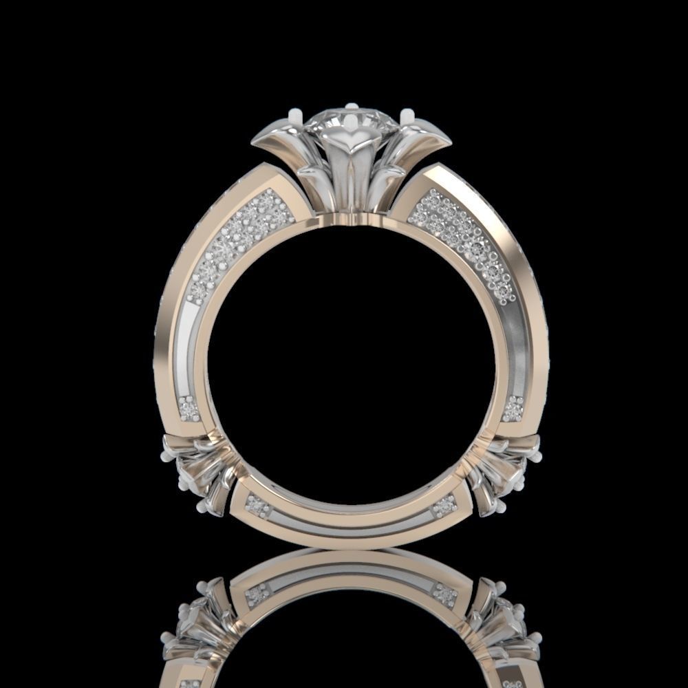 ring with stones 3D print model_3