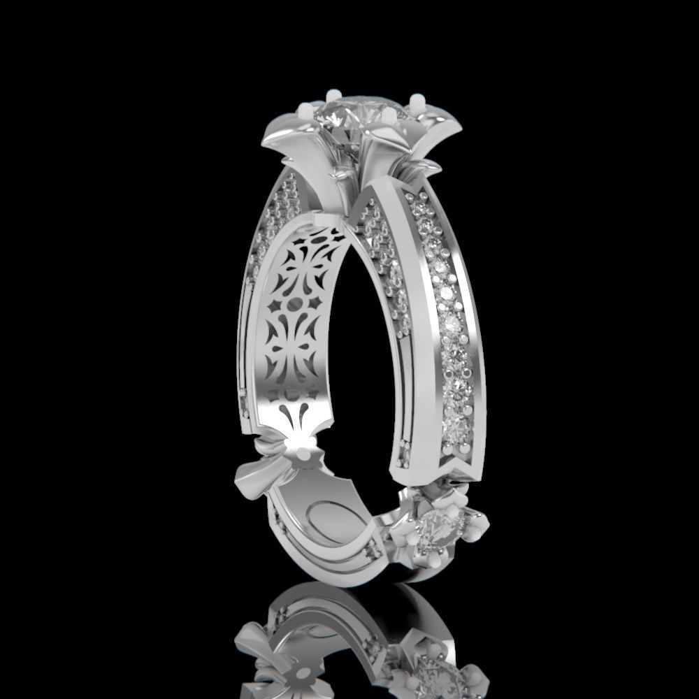 ring with stones 3D print model_16