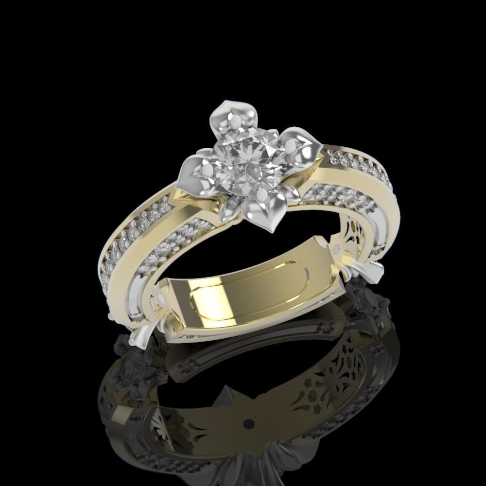 ring with stones 3D print model_11