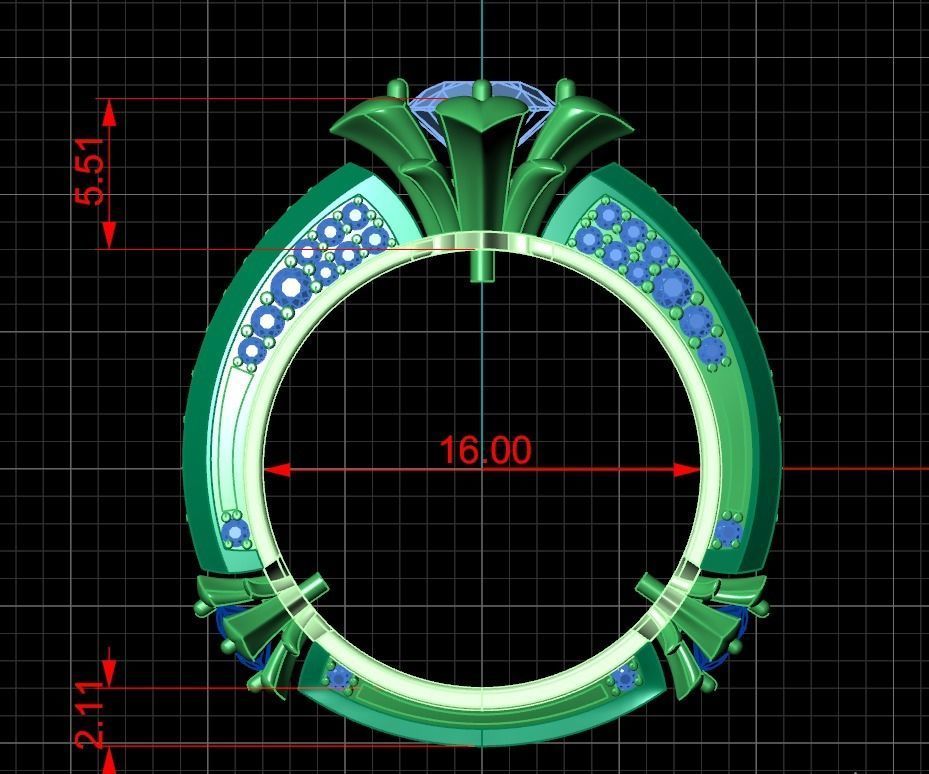 ring with stones 3D print model_18