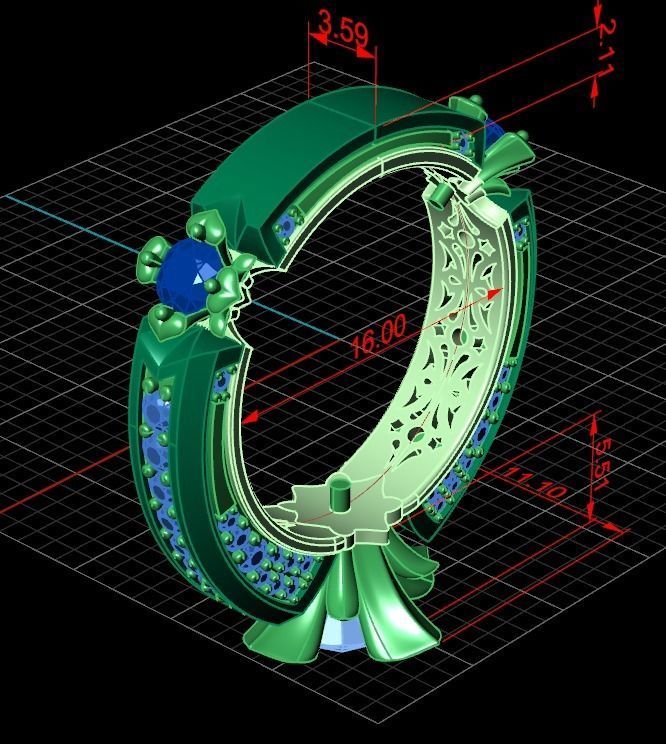 ring with stones 3D print model_24