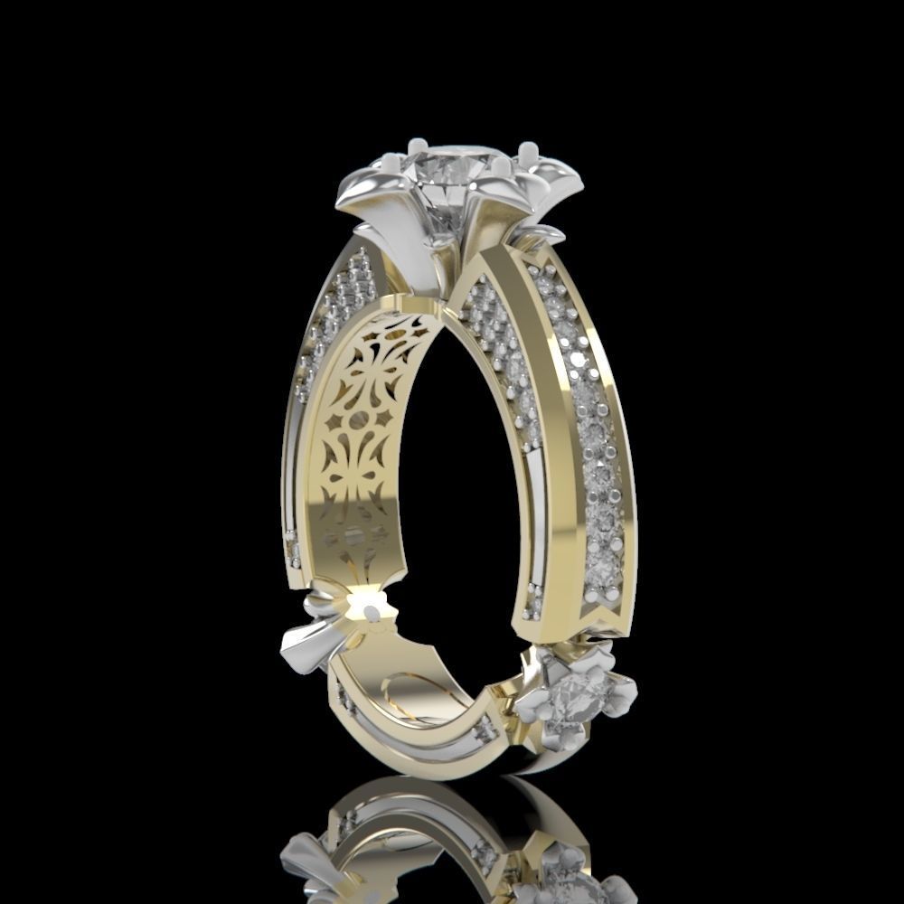 ring with stones 3D print model_10