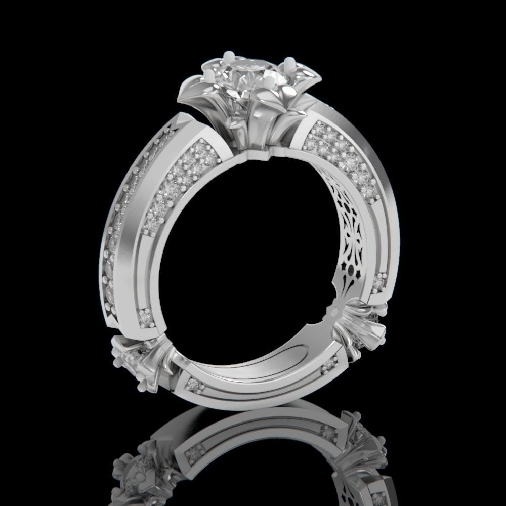 ring with stones 3D print model_13