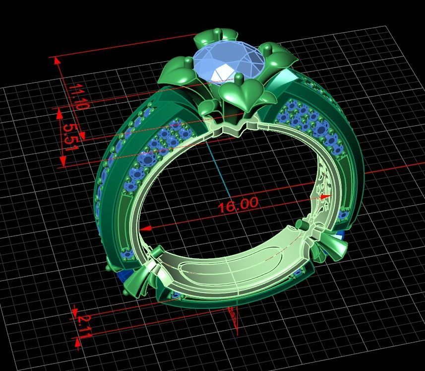 ring with stones 3D print model_21