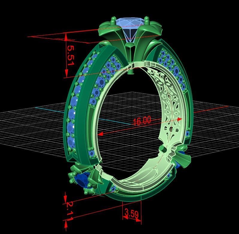 ring with stones 3D print model_22