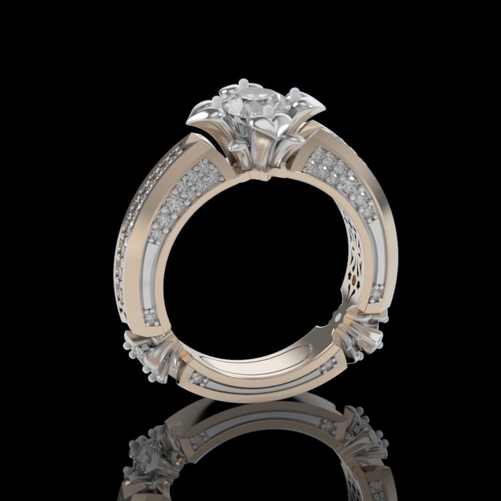 ring with stones 3D print model_1