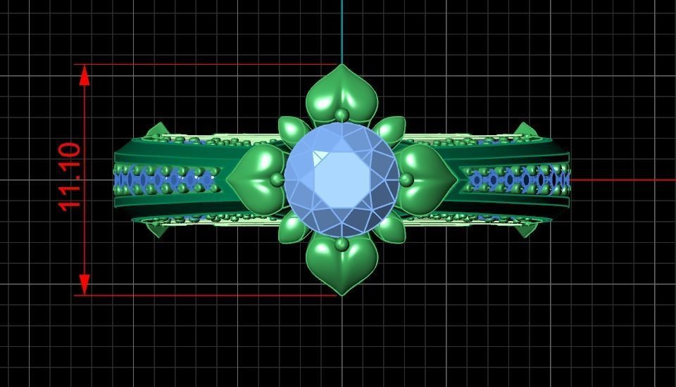ring with stones 3D print model_19