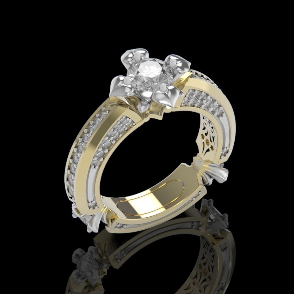 ring with stones 3D print model_5