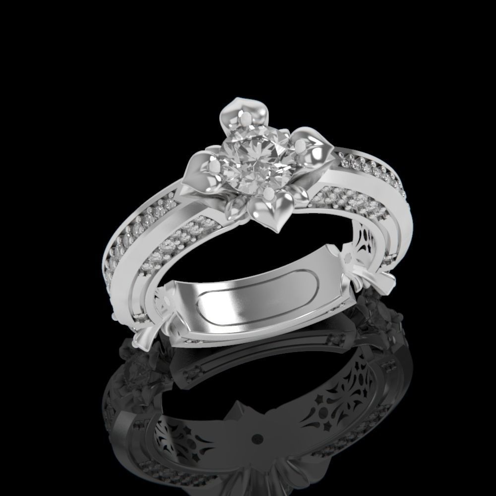 ring with stones 3D print model_14