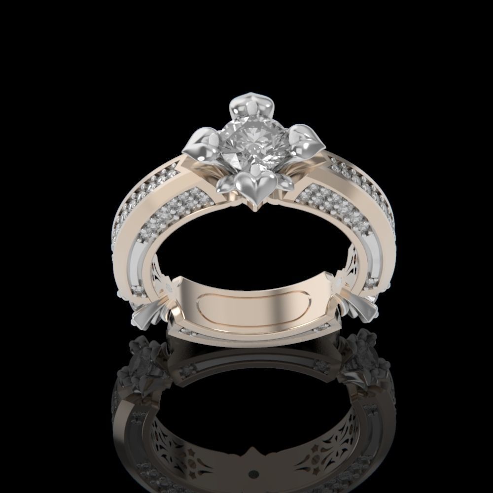 ring with stones 3D print model_4