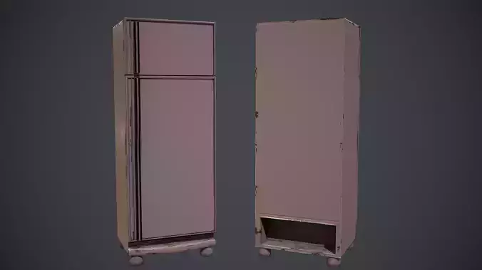 Low Poly Fridge two refrigerators on wheels