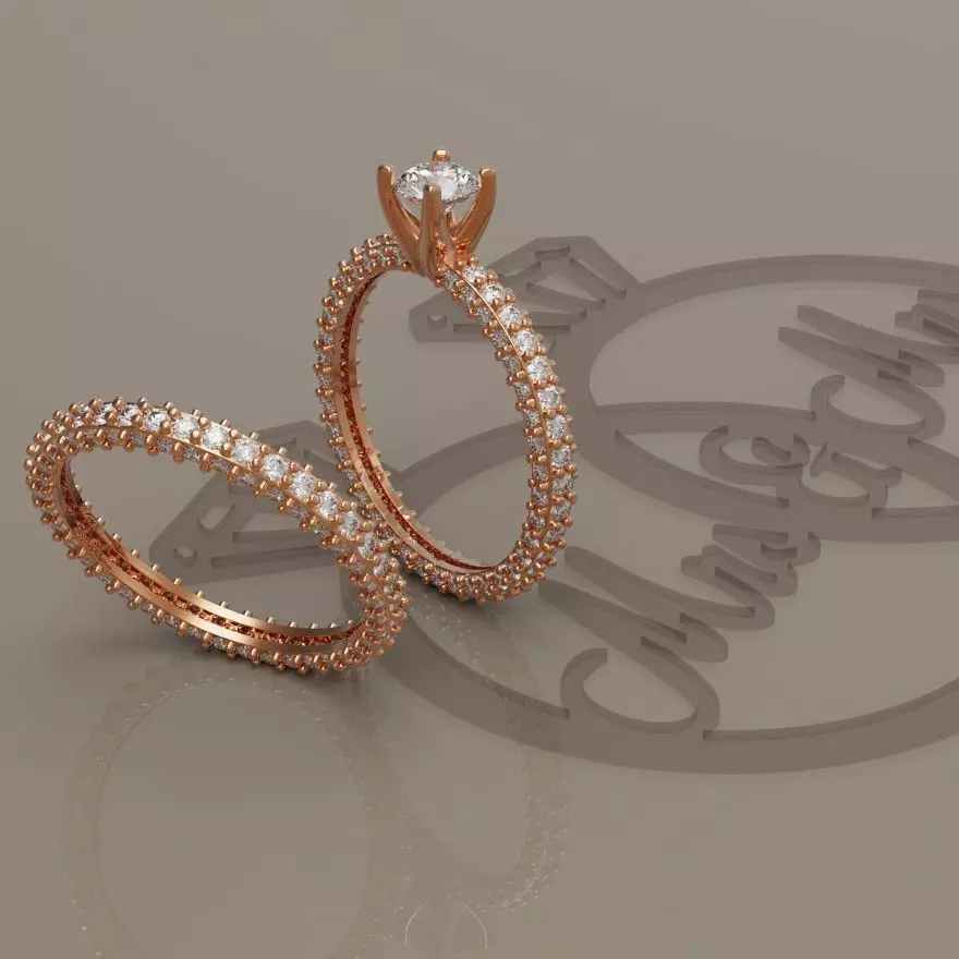 wedding rings 3D print model_0