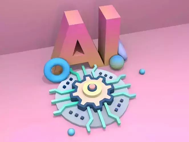 Artificial Intelligence abstract graphics for websites AI  3D model