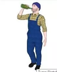 Ngombe man in overalls drinking from bottle Free 3D model