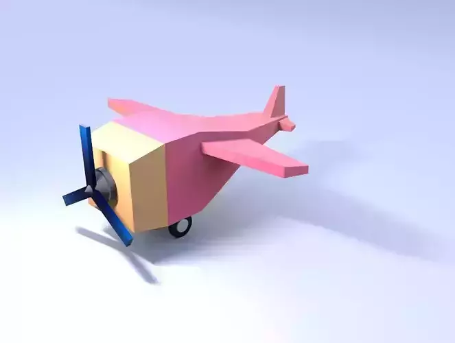 cartoon Aero plane Low Poly Light Aircraft Cessna Airplane