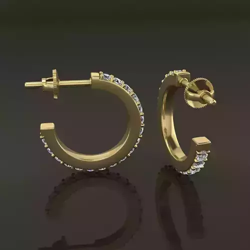 Earring Diamond Hoop Box Opened Back 11mm Inside Diameter  3D print model