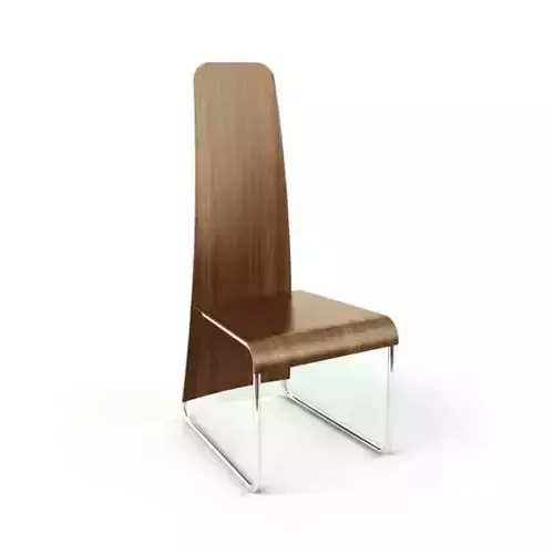 Wooden Chair On Steel Legs 3D model