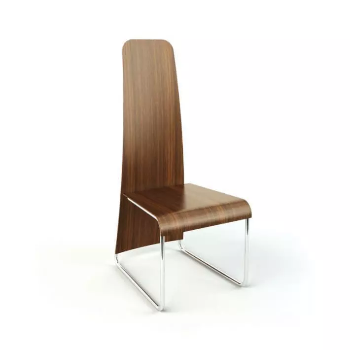 Wooden Chair On Steel Legs 3D model_0