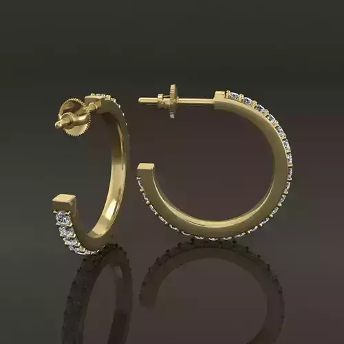 Earring Diamond Hoop Box Opened Back 15mm Inside Diameter 