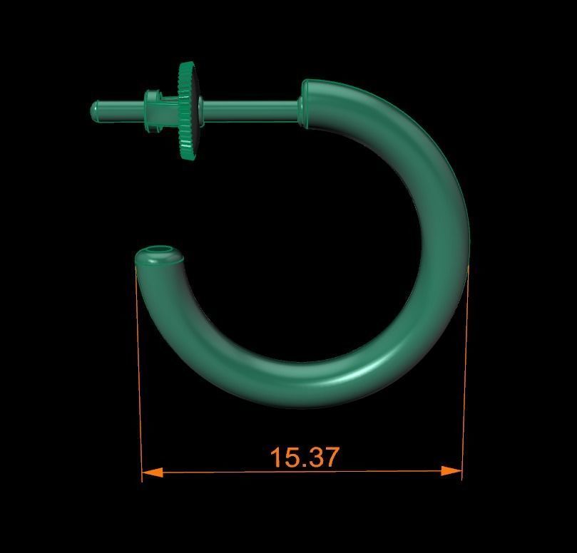 Earring Hoop Rope Opened Back 11mm Width Inside 3D print model_9