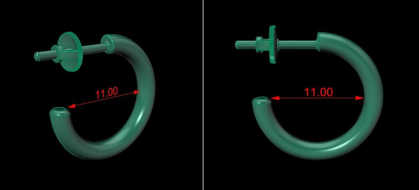 Earring Hoop Rope Opened Back 11mm Width Inside 3D print model_11