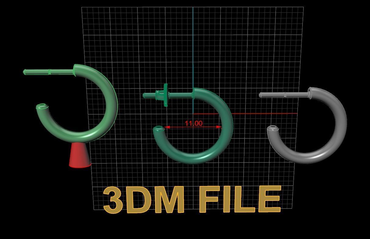 Earring Hoop Rope Opened Back 11mm Width Inside 3D print model_3