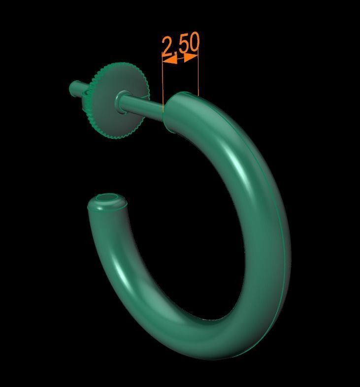 Earring Hoop Rope Opened Back 11mm Width Inside 3D print model_10