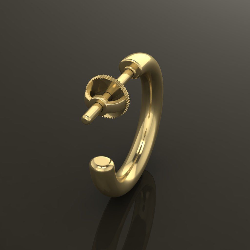 Earring Hoop Rope Opened Back 15mm Width Inside  3D print model_4