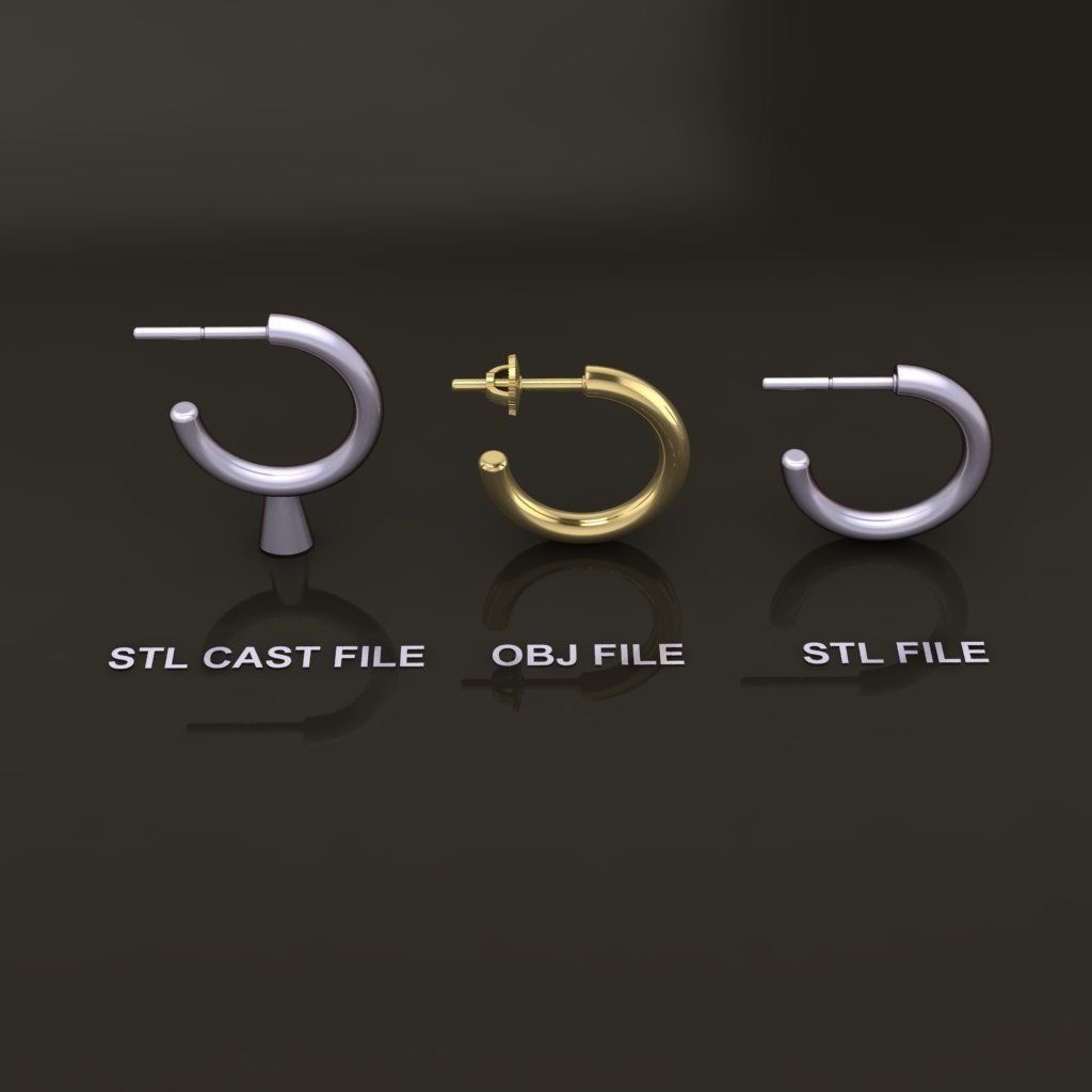 Earring Hoop Rope Opened Back 15mm Width Inside  3D print model_2