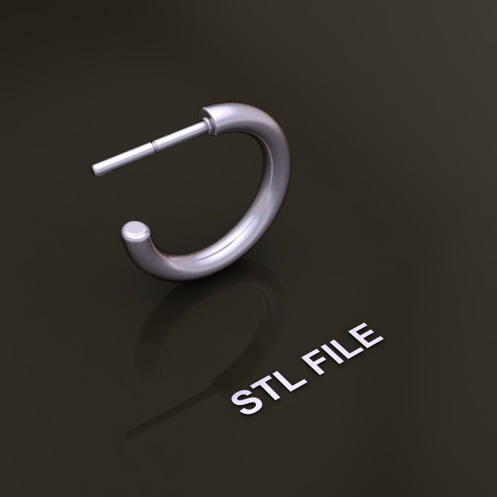 Earring Hoop Rope Opened Back 15mm Width Inside  3D print model_7