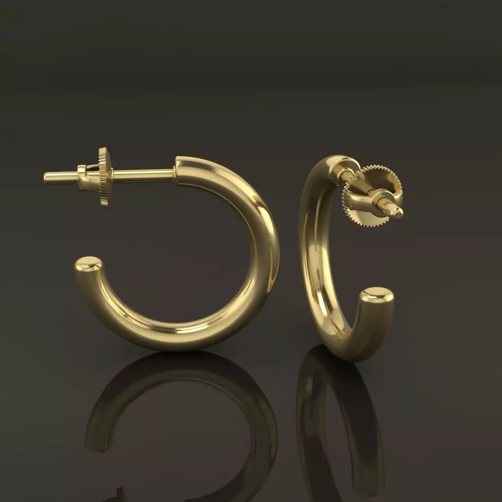 Earring Hoop Rope Opened Back 15mm Width Inside  3D print model_0