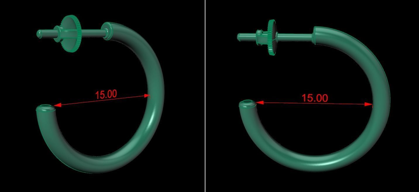 Earring Hoop Rope Opened Back 15mm Width Inside  3D print model_9