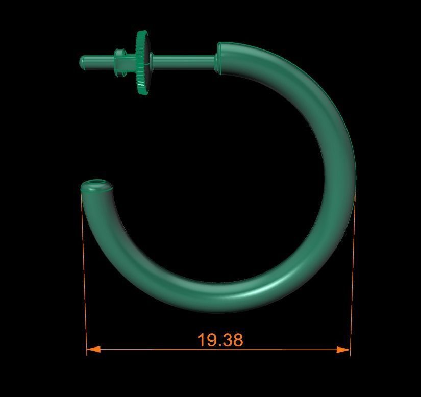 Earring Hoop Rope Opened Back 15mm Width Inside  3D print model_10