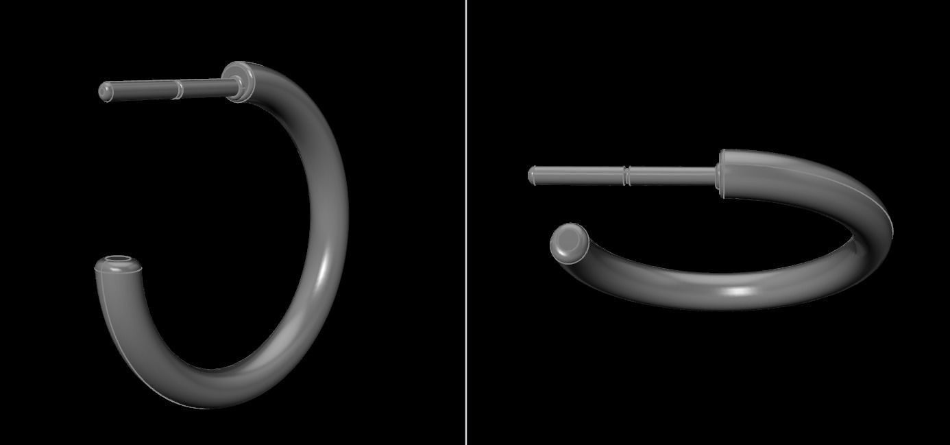 Earring Hoop Rope Opened Back 15mm Width Inside  3D print model_14