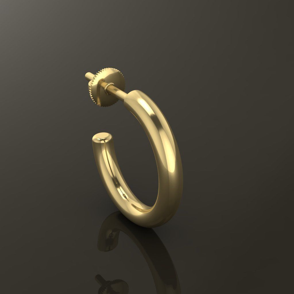 Earring Hoop Rope Opened Back 15mm Width Inside  3D print model_5