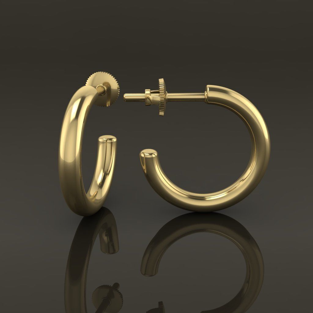 Earring Hoop Rope Opened Back 15mm Width Inside  3D print model_1