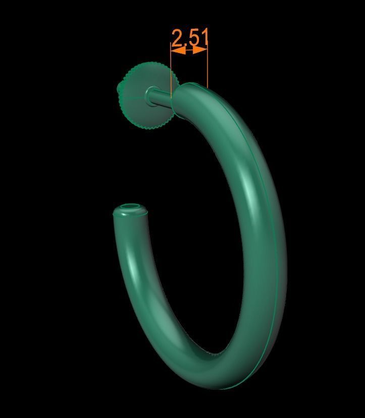 Earring Hoop Rope Opened Back 15mm Width Inside  3D print model_11