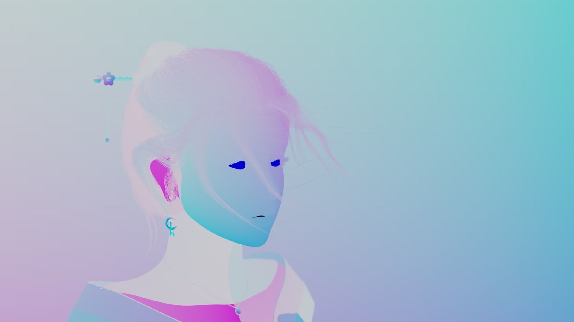 Face Female Beautiful Girl 3D model_5