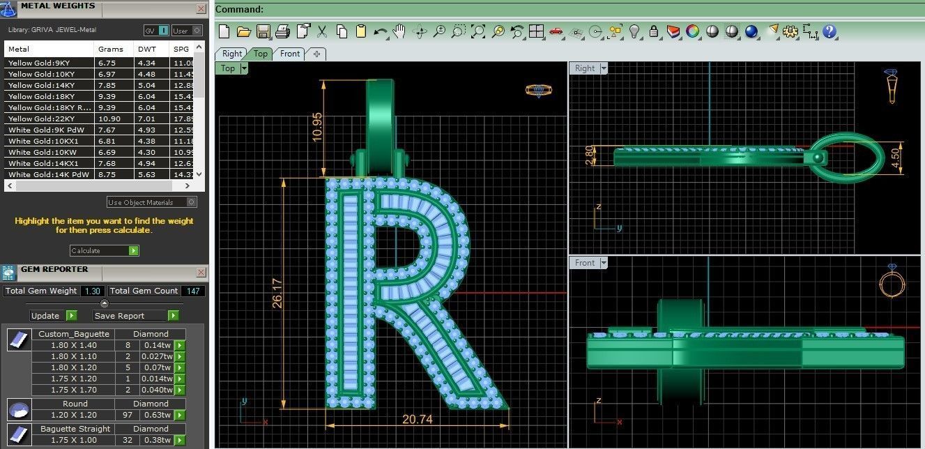 Initial Custom Pendent R 3D print model_2