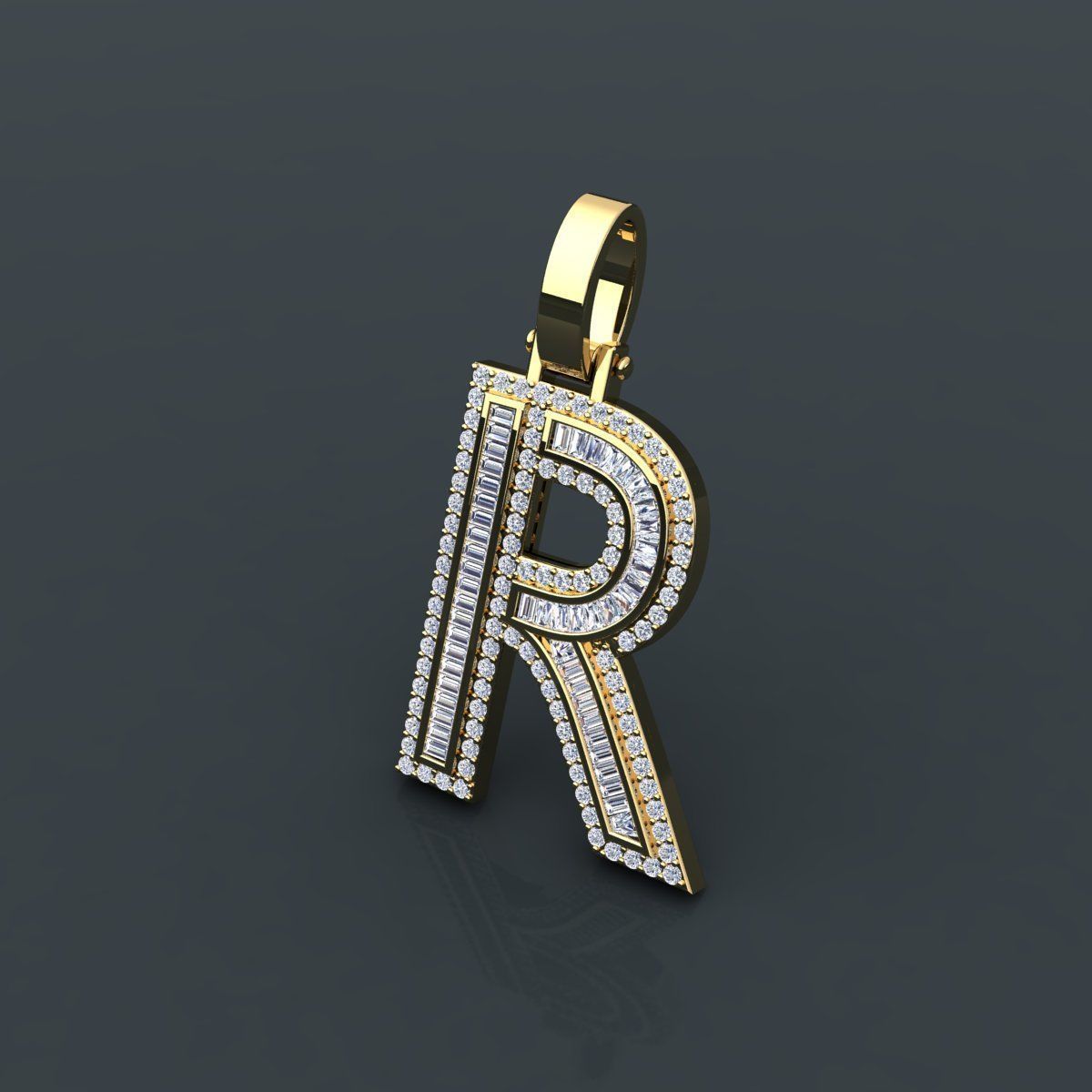 Initial Custom Pendent R 3D print model_10