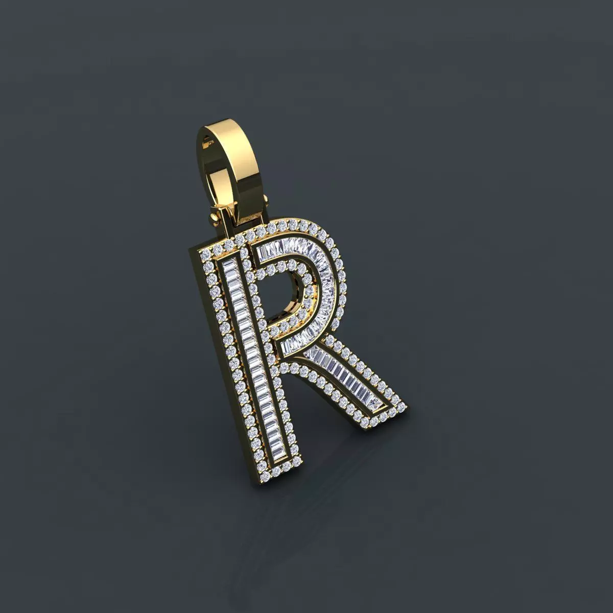 Initial Custom Pendent R 3D print model_0