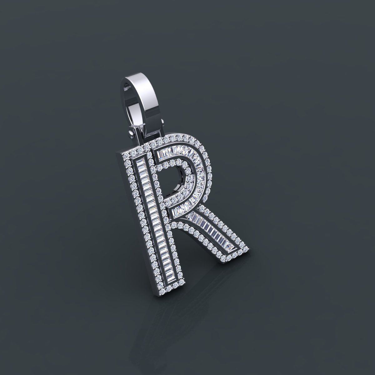 Initial Custom Pendent R 3D print model_1