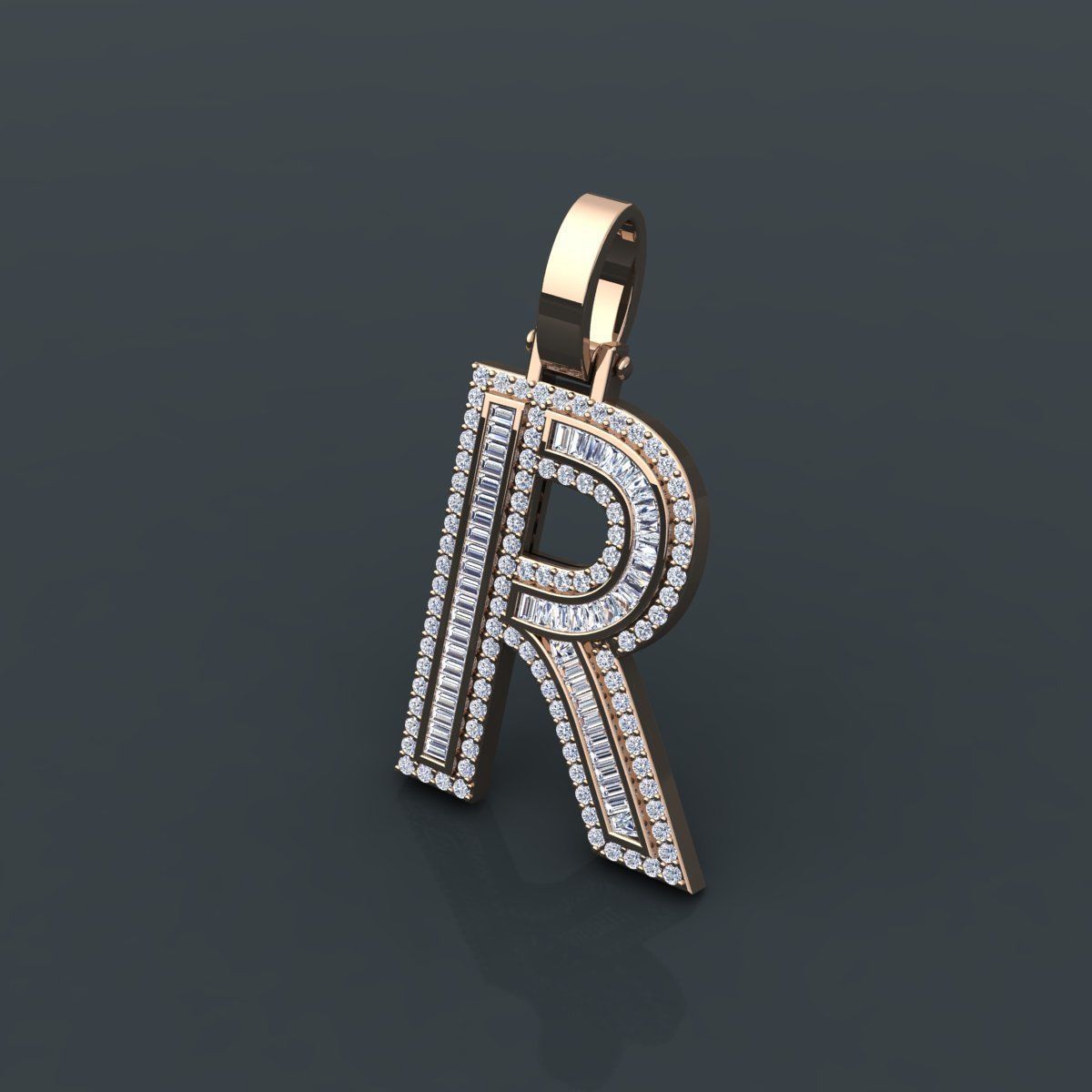 Initial Custom Pendent R 3D print model_11