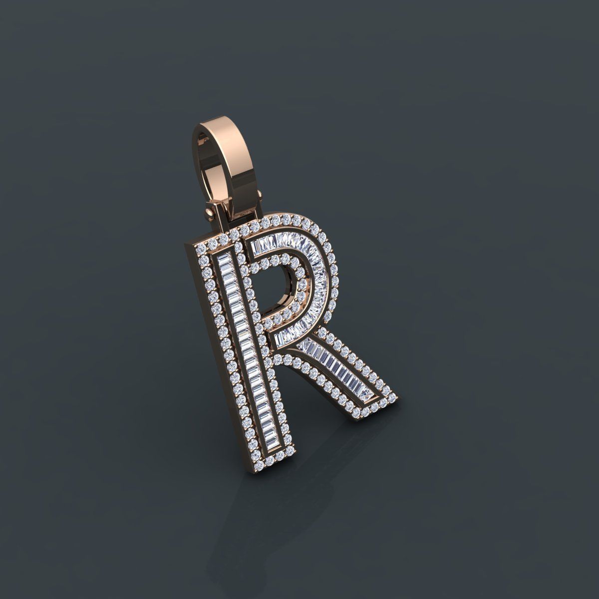 Initial Custom Pendent R 3D print model_9