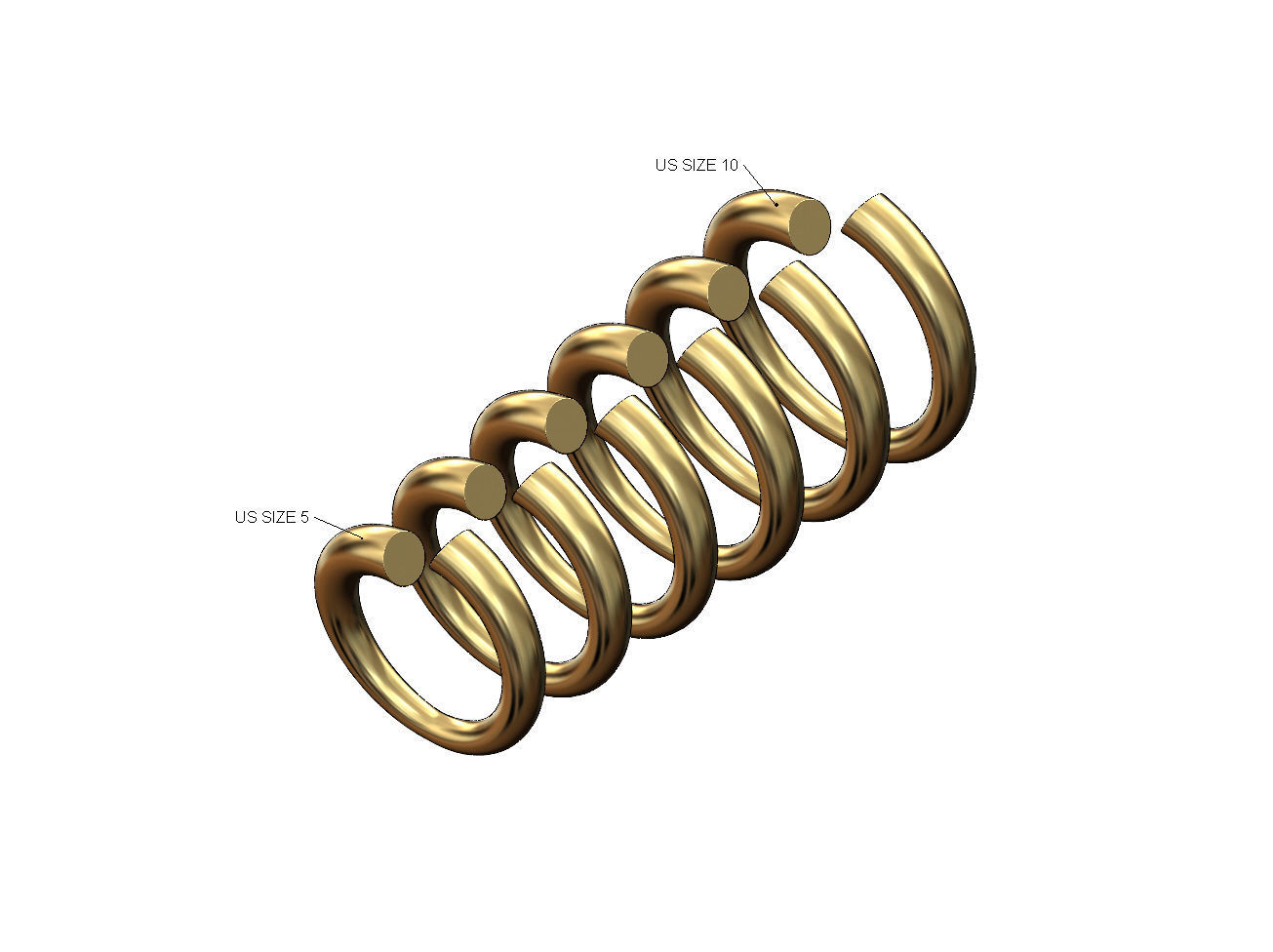 Solid twisted conical wire fashion band US size 5to10 3D print model_1