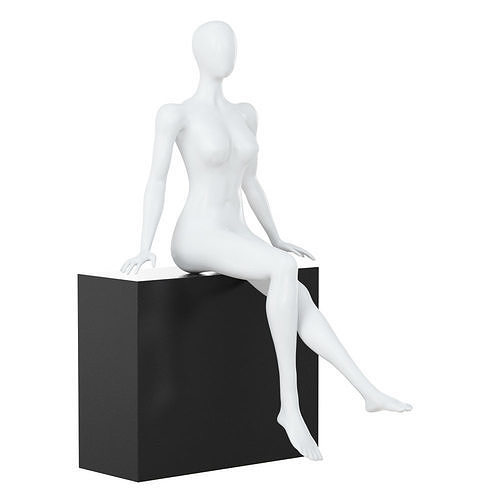 A female faceless mannequin sits on a black pedestal 97 3D model