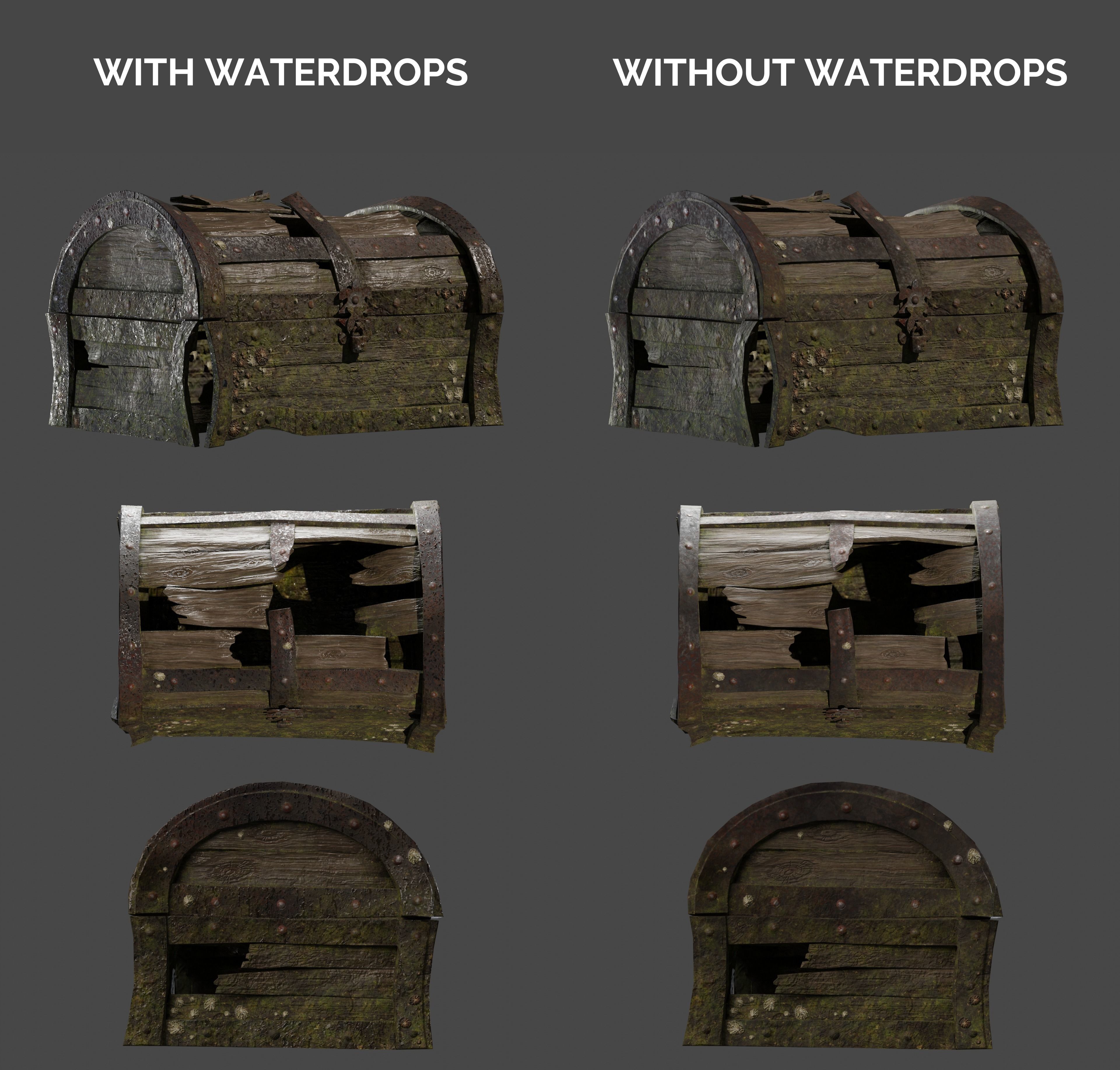 Old Damaged Treasure Chest Low-poly 3D model_16