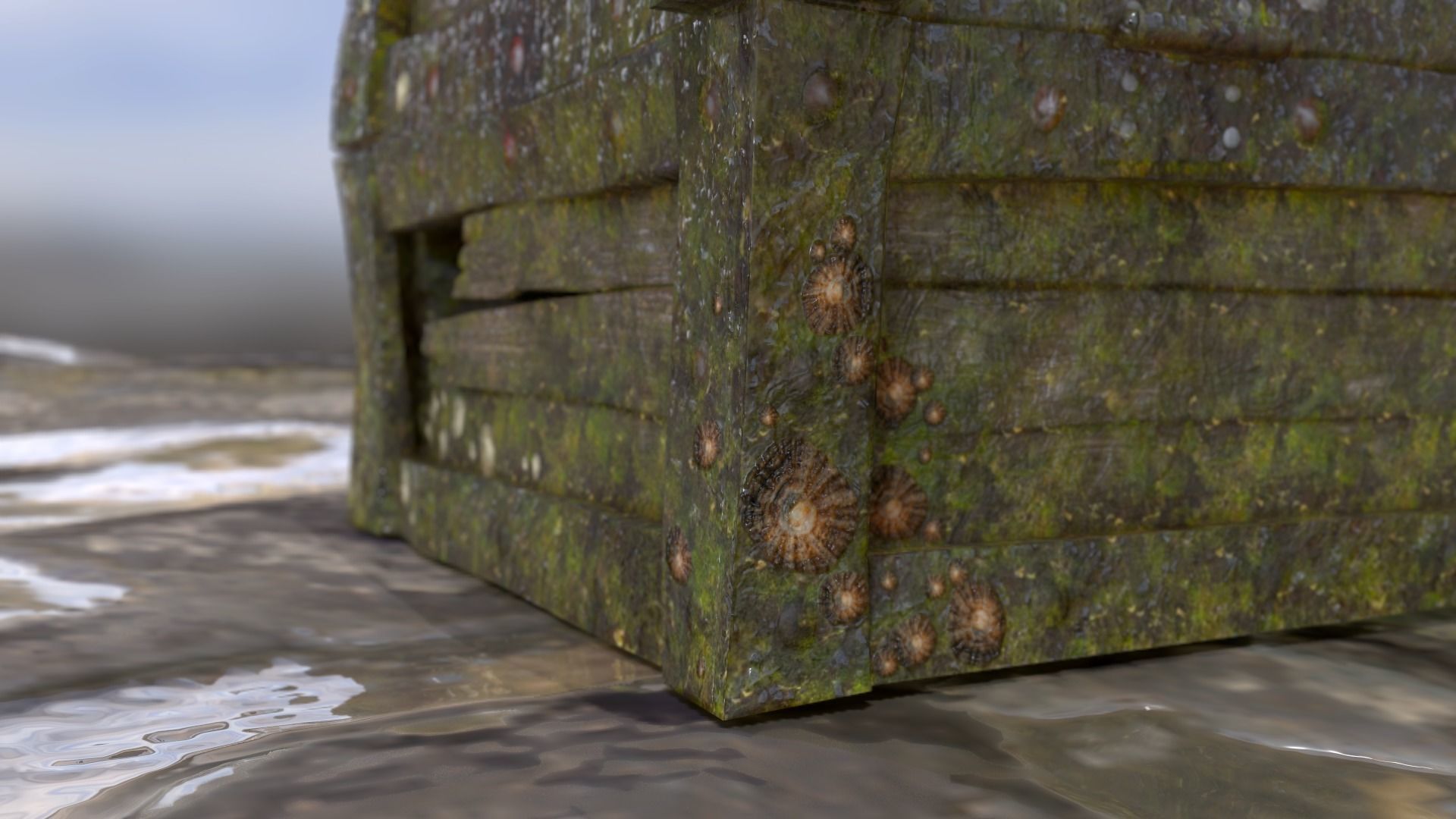 Old Damaged Treasure Chest Low-poly 3D model_7