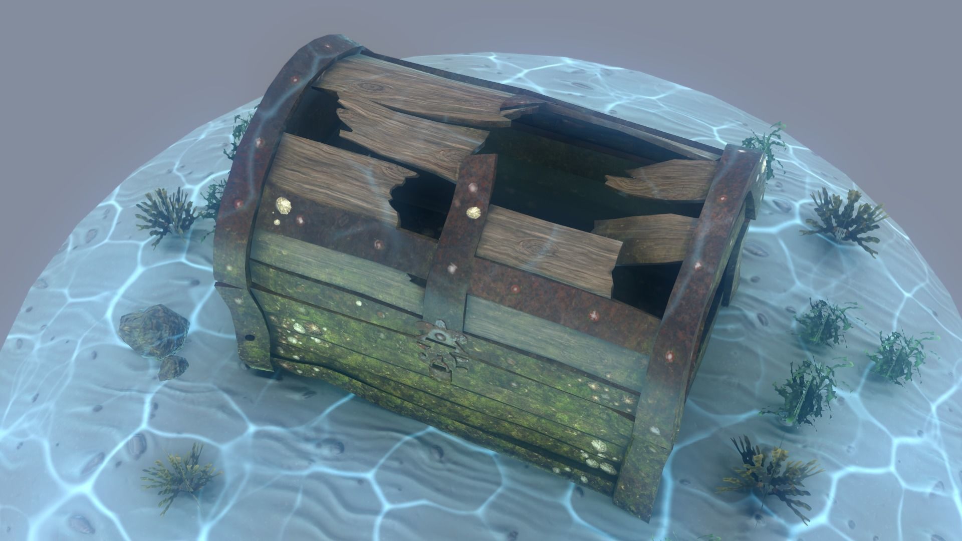 Old Damaged Treasure Chest Low-poly 3D model_15