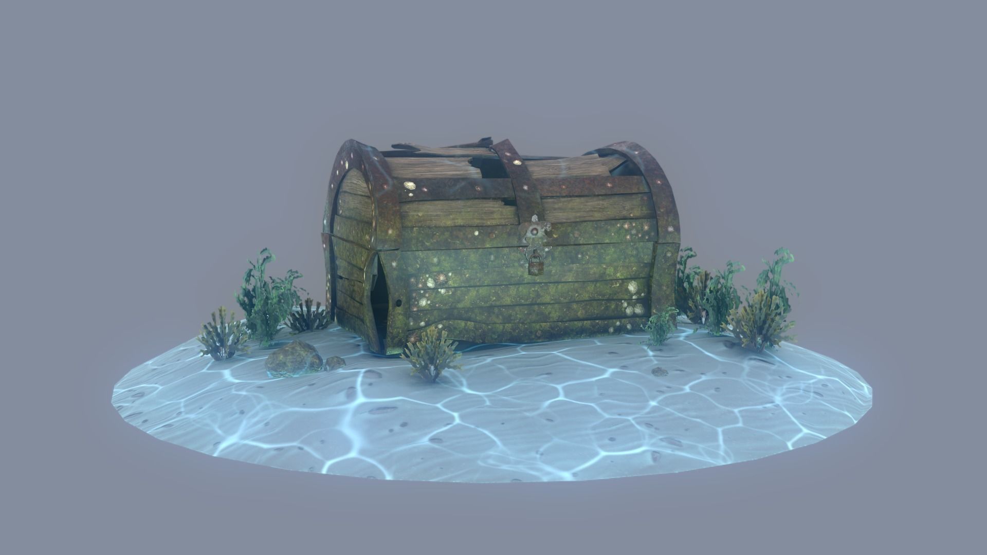 Old Damaged Treasure Chest Low-poly 3D model_14